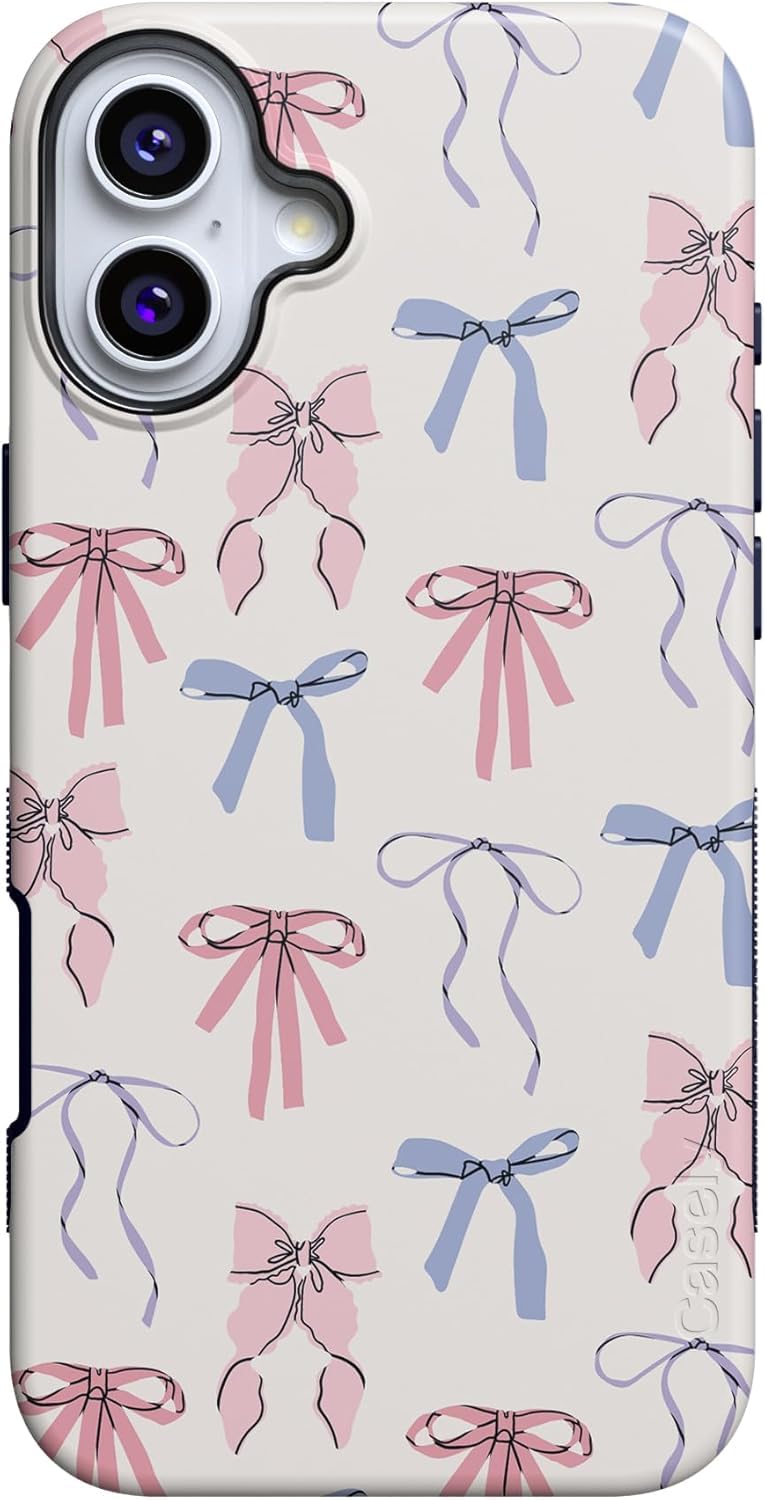 Casely iPhone 16 Plus Case | Coquette Girlie | Pastel Bows Case | Bold Protective Design | Compatible with MagSafe