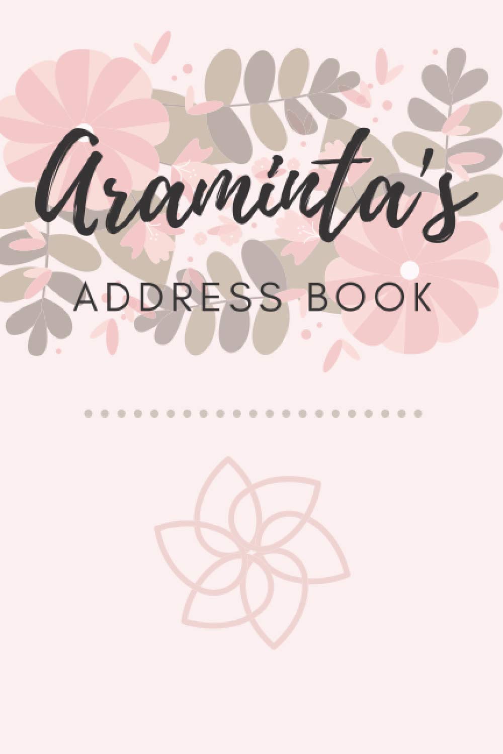 Address Book | Araminta: 6 x 9 Inches | 208 Entries | 104 Pages | Contact Book | Alphabetical with Letter on Each Page | Name | Address | Phone Numbers | Email | Notes | Social Media