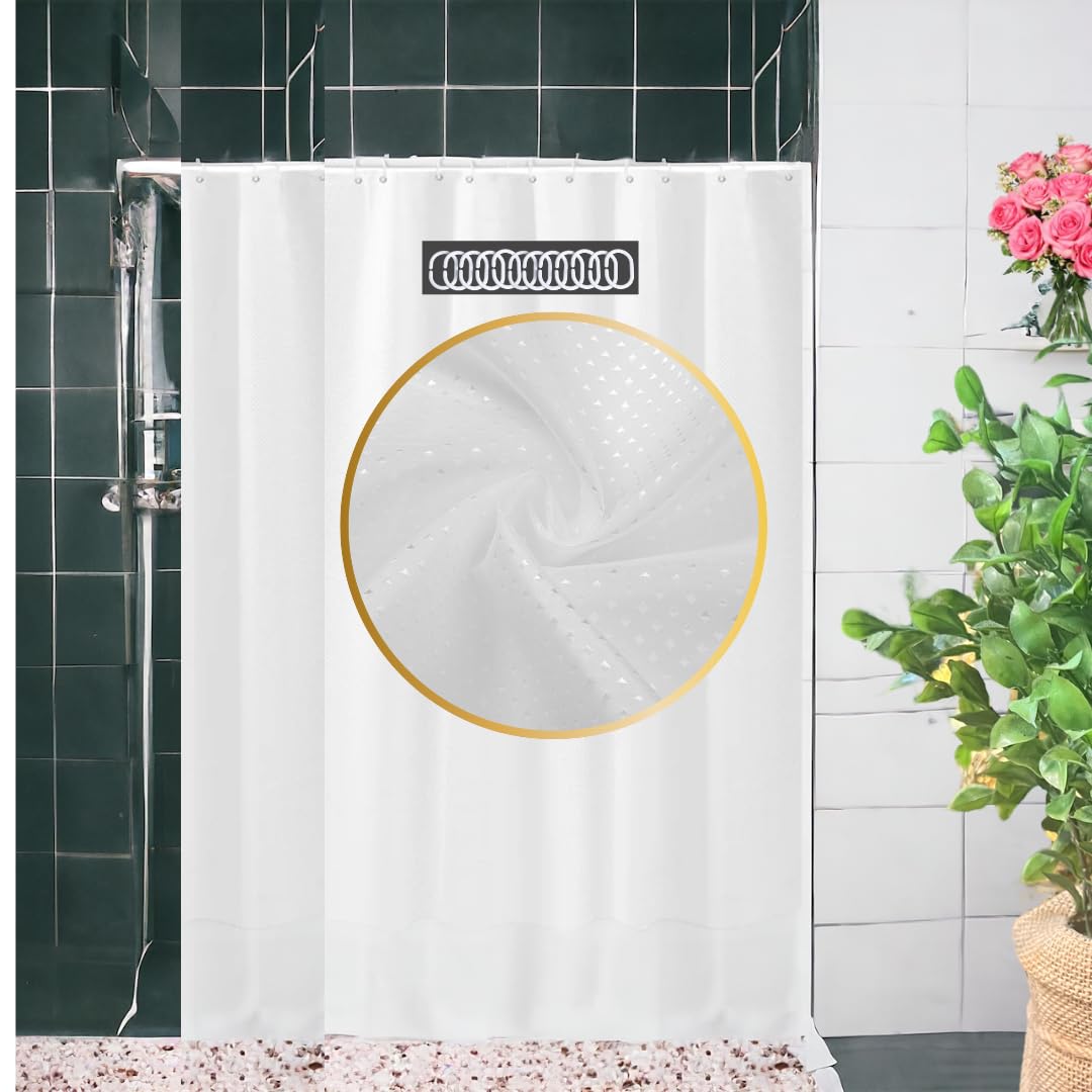 Vorgato Luxury - Fabric Shower Curtains - Fabric Shower Curtain Liner Washable - Hotel Quality Shower Curtains - Bathroom Shower Curtain - Cloth Shower Curtain- with 12 Hooks 72in x 72in