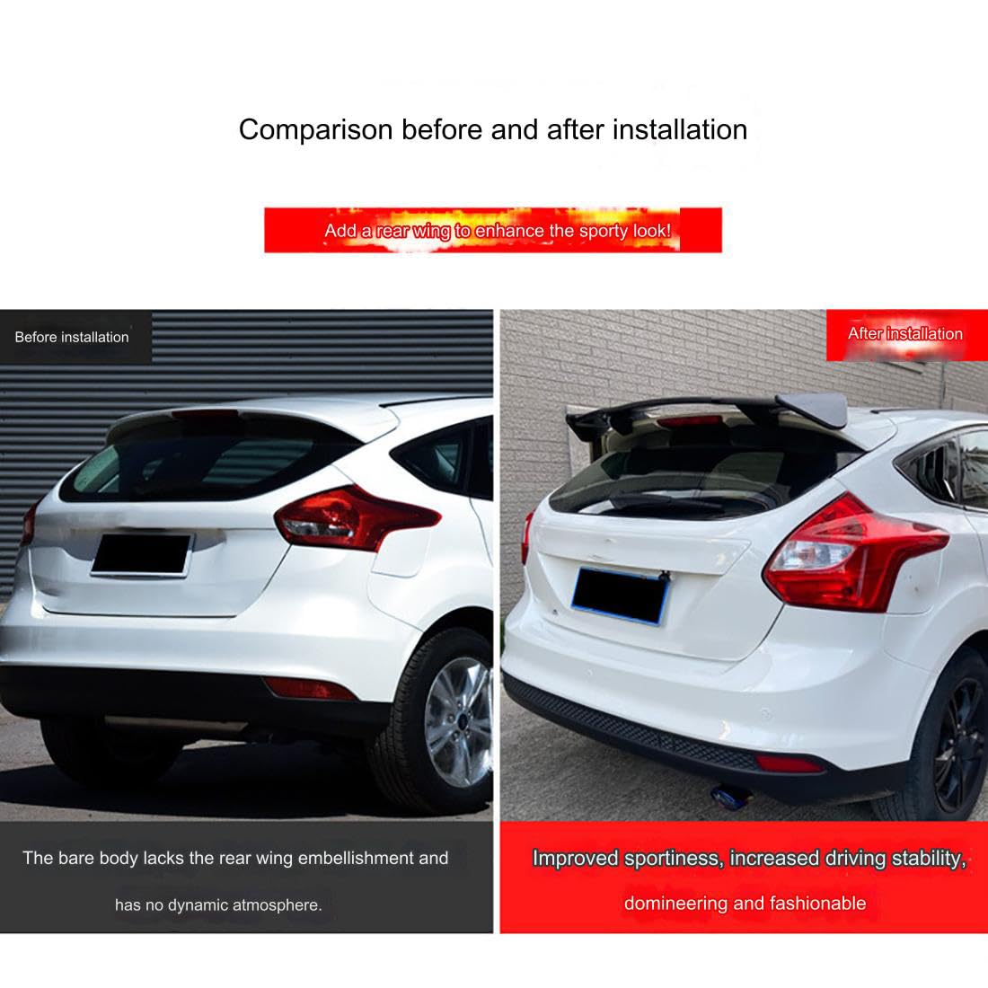 Alerón Trasero de Techo de Coche para Renault Clio, Alerón Trasero de Plástico ABS, Aspecto Negro Brillante/Carbono,Gloss Black