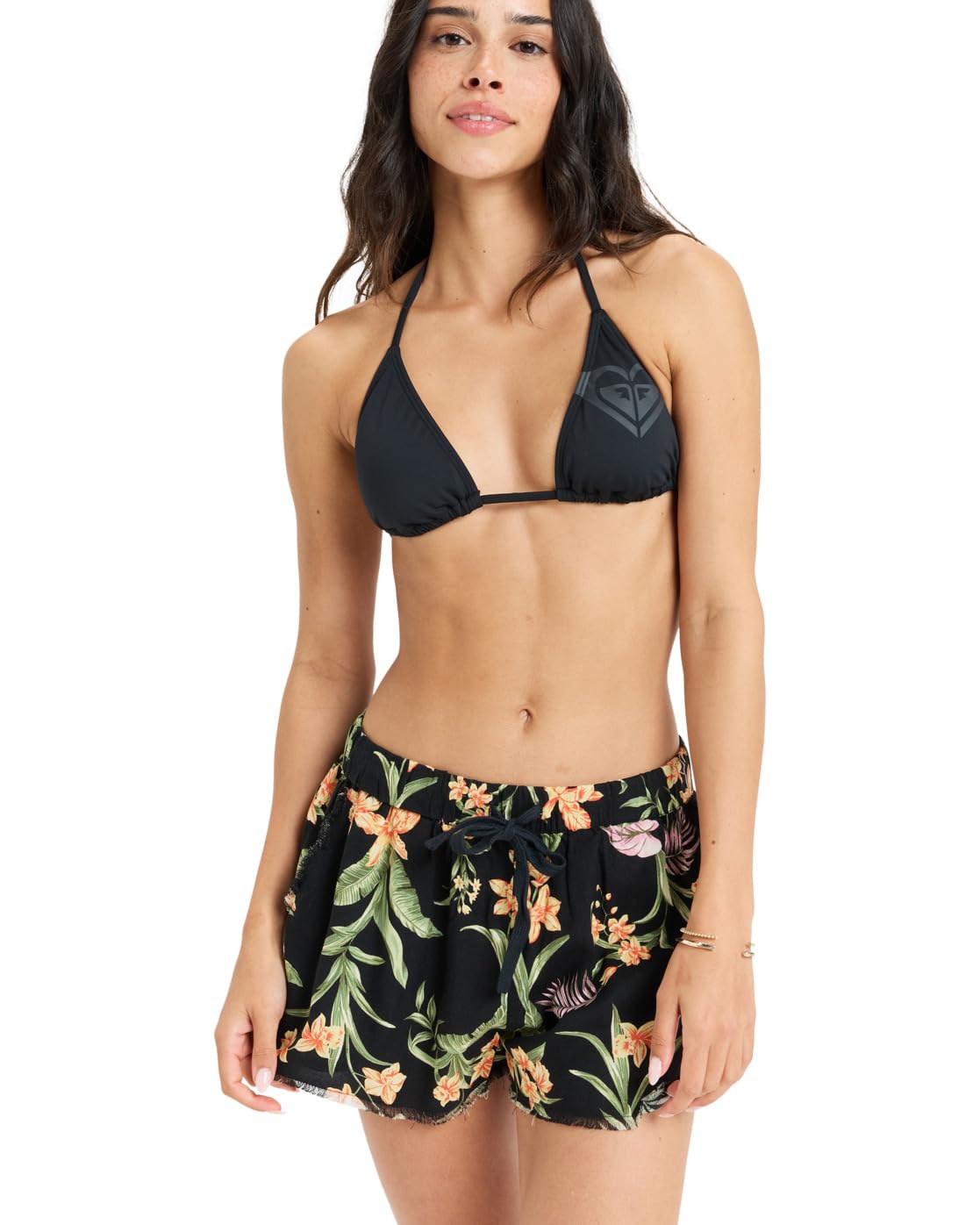 Roxy Women's Anthracite Island Escape Coastline Ride - Beach Shorts - Black