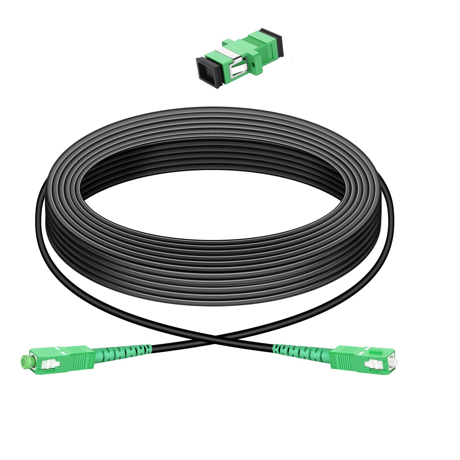 Simplex SC/APC to SC/APC Fiber Patch Cable 150m/492ft,Fiber Optic Internet Cable,Single Mode Armored Fiber Optic Jumper Optical Patch Cord, Att Fiber Cable OS1/OS2 Compatible OD 3.0mm LSZH Black