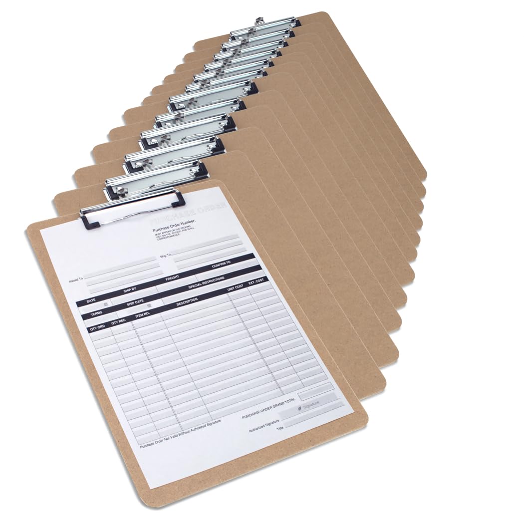 Rapesco 1608 Hardboard Clipboard with Low Profile Clip, A5, Pack 12