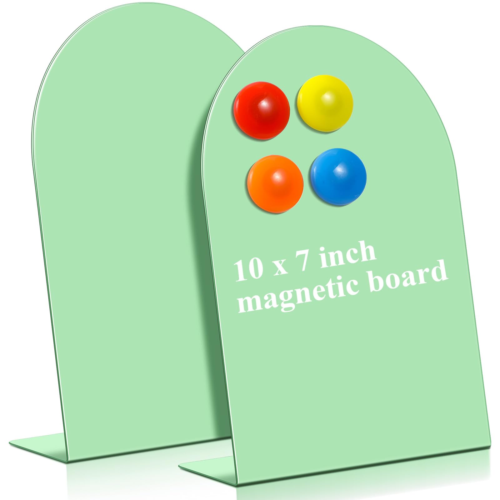 Shimeyao 2 Pcs Magnetic Bulletin Board for Tabletops with 8 Magnets Memo Display Easel Stand for Home Office School Kitchen Table Supplies (Green,10 x7 Inch)