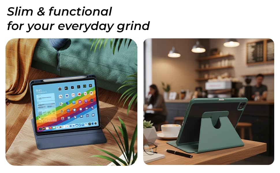 Image of Arctic Fox Smart Folio Rotating Cover Case for iPad Air 11 inch M3 /M2 2025 /2024, iPad Air 5th /4th Gen Case 10.9 Inch, 360 Degree Rotation Protective Stand Cover Clear Back (Grey)
