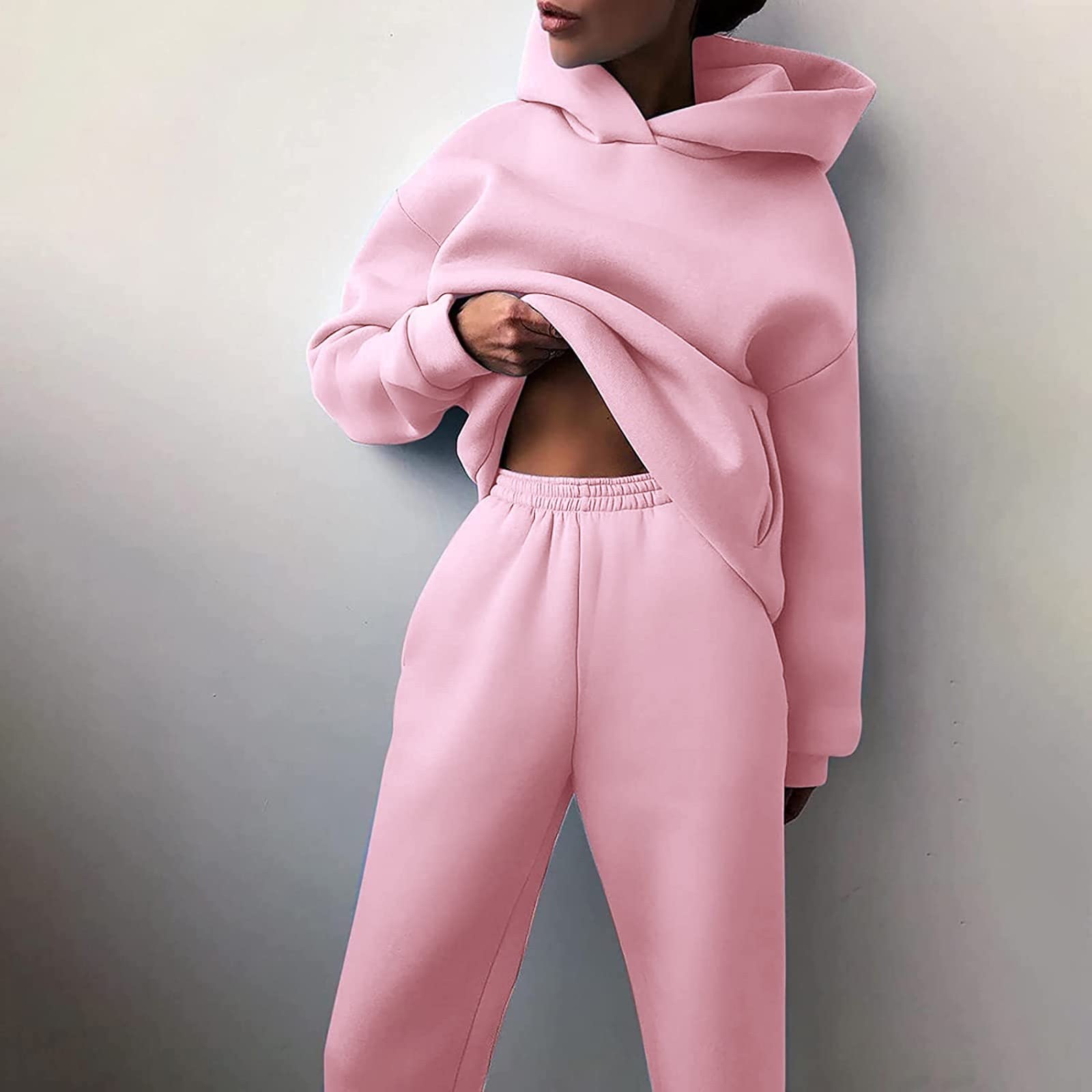 Generisch Ensemble de sport amusant à manches longues pour femme - Sweat à capuche et pantalon long