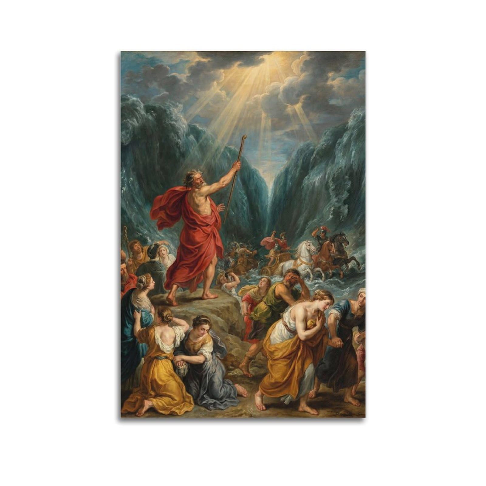 OKNGB Classical Religious Poster Moses Parting The Red Sea Decorative Painting Canvas Art Picture 20x30inch(50x75cm)