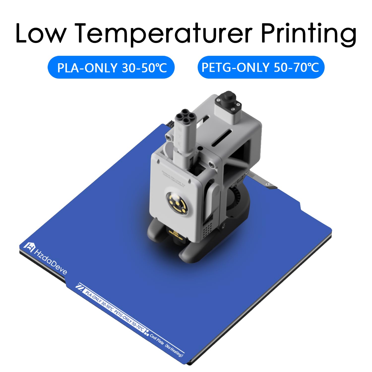 HzdaDeve Ulepszona płyta chłodząca do A1 mini, niska temperatura, zimna płyta 183,5 x 183,5 mm, dwustronna, gładka platforma PEI do drukarki 3D Bambu Lab (bez ogrzewania/bez kleju)