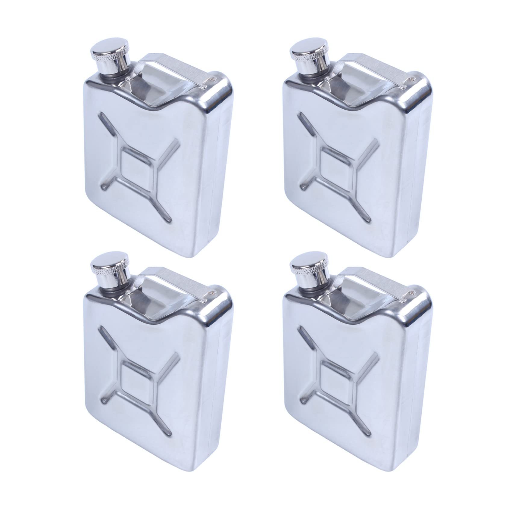 Hndhbfgrt 4X Mini Stainless Steel 5Oz Hip Flask Liquor Whiskey Alcohol Gas Gasoline Can