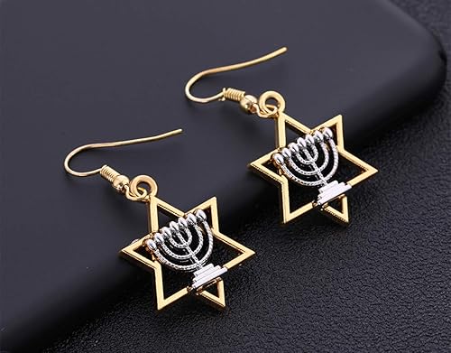 Miniatura 6 de Pendientes de estrella de David Hanukkah aretes de menorá para mujer joyería judía Hanukkah para mujer