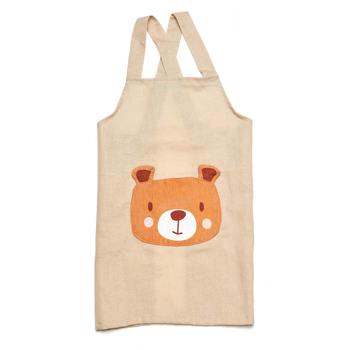 ThreadBear DesignLinen Bear Apron in Cream Beige with Cross Back Straps for Children Ages 3+ - Creative Play and Nursery Décor