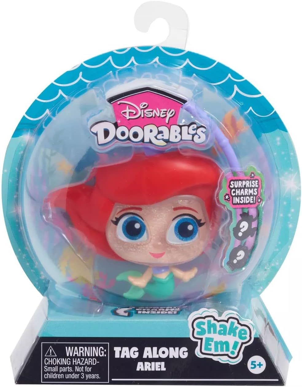 Disney Doorables Tag-A-Longs Ariel Wearable Figure and Charms Series 1, Styles May Vary, Officially Licensed Kids Toys for Ages 5 Up by Just Play