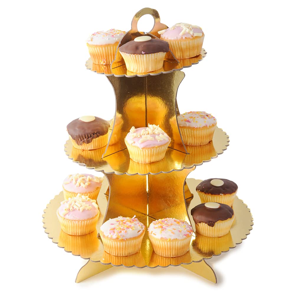 2 Stück Cupcake-Ständer 3-stöckig Aus Karton – Spitzenkanten-Design, Ø 16/23/30 Cm – Ideal Für Geburtstag & Party