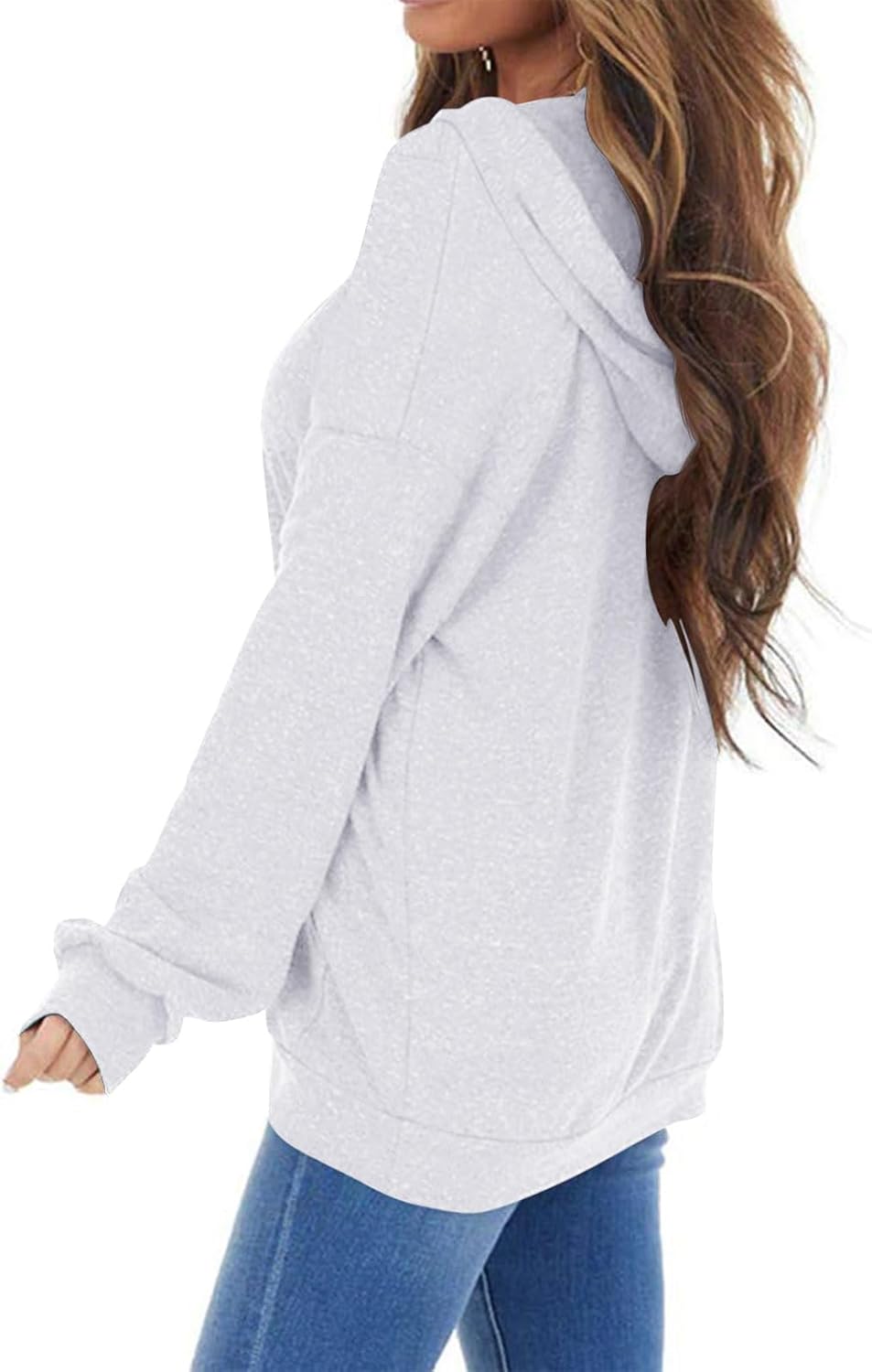 PGANDS Women's Long Sleeve Drawstring Hoodies Sweatshirt Casual Loose Lightweight Pullover Tops with Pocket - Image 2