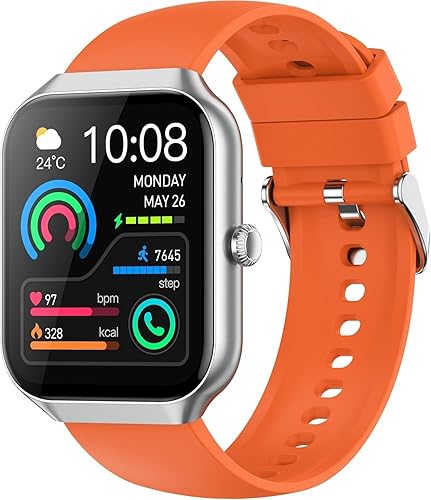 Vista 8 de Reloj inteligente para hombres y mujeres, responder/hacer llamadas, reloj de fitness HD de 1.96 pulgadas con monitor de frecuencia cardíaca, monitor