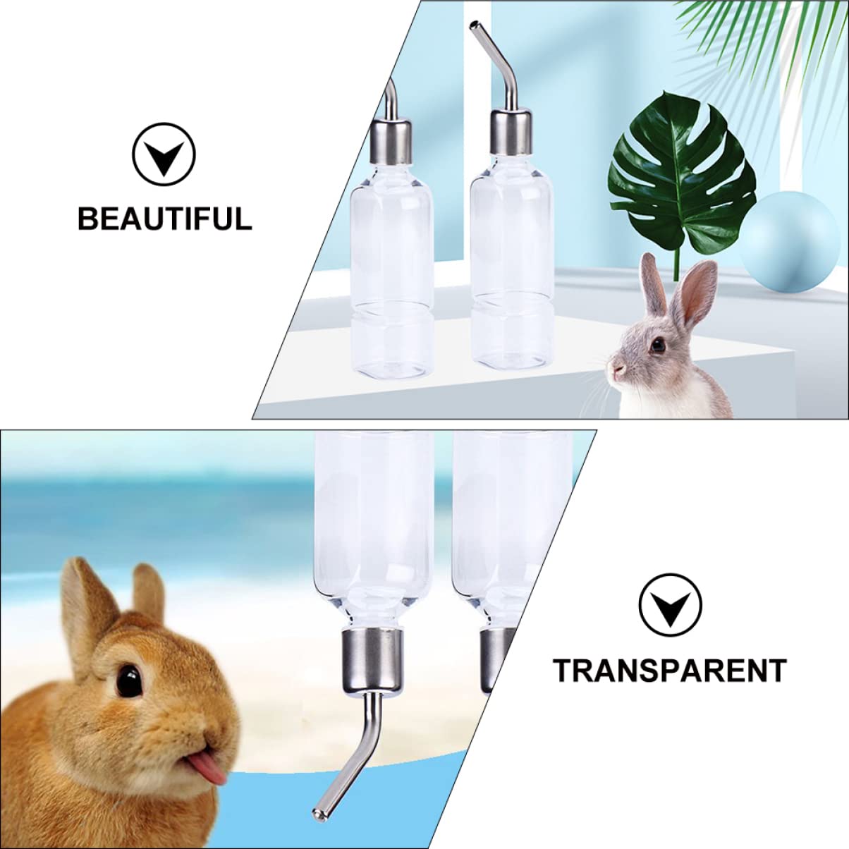 POPETPOP 6piezas Botella De Agua para Bebedero Colgante Inoxidable Sin Fugas para Hámsters Conejos y Chinchillas Unidades