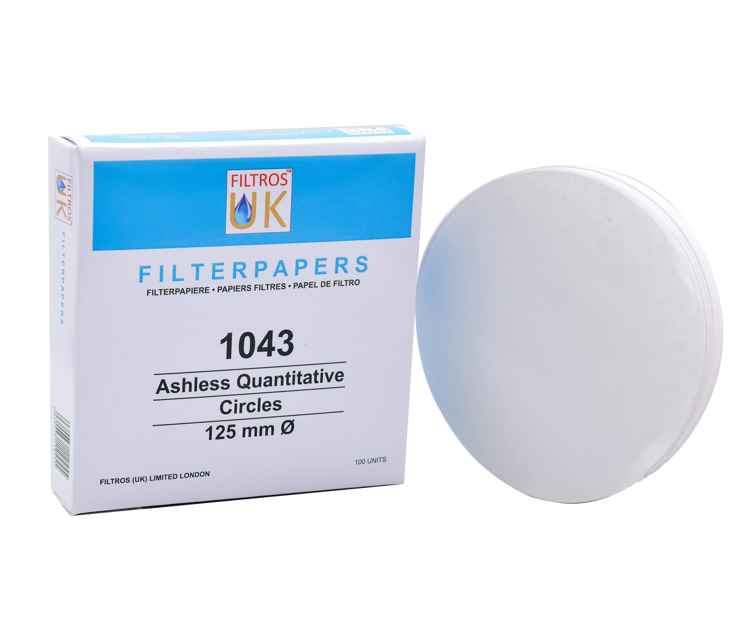 Filtros UK, Ashless Quantitative Filter Paper Grade -1043, 125 mm dia, Box of 100 Circles (Eq. Whatman Grade-43)-image-35