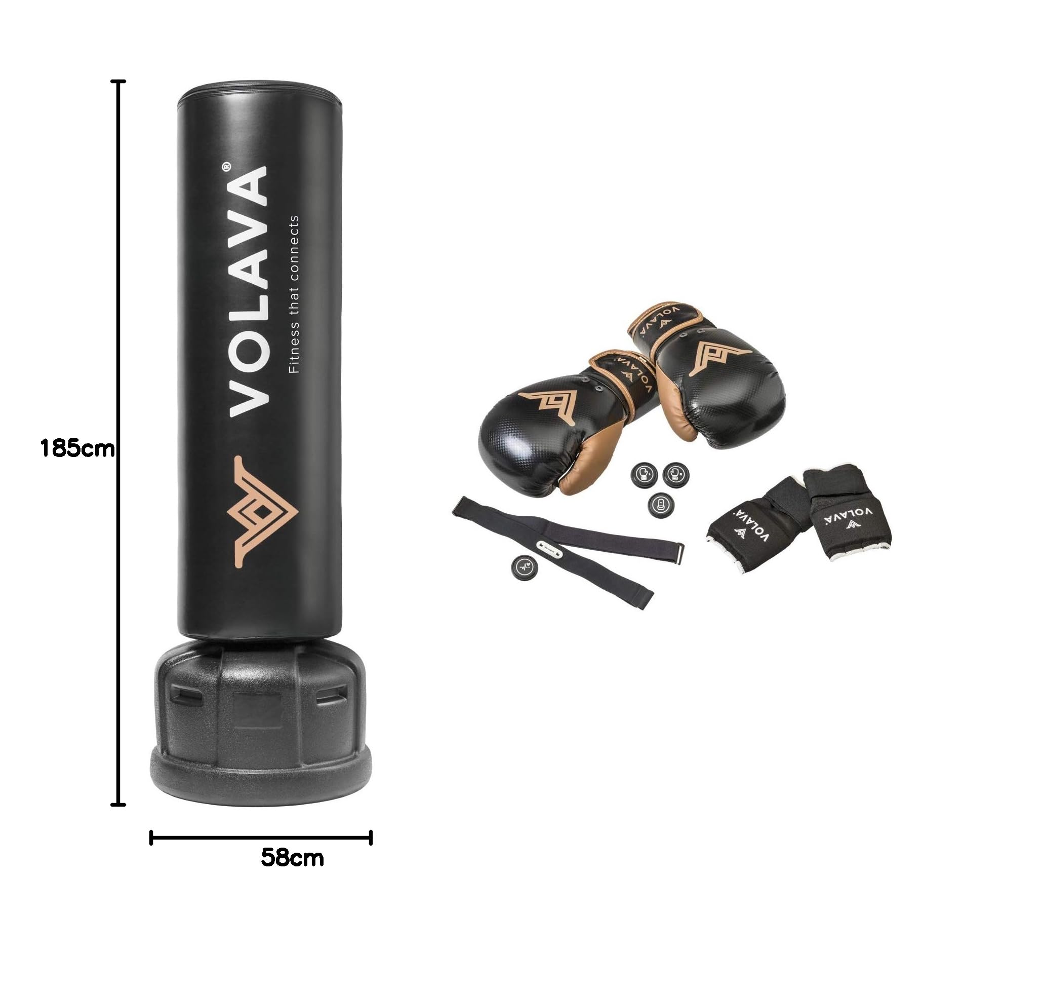 Boxing Full Kit - Equipo Completo de Boxing con sensores de Movimiento, pulsómetro, Saco de Boxeo y Guantes. Uso doméstico. GANA Fuerza y Resistencia. Clases virtuales bajo suscripción.