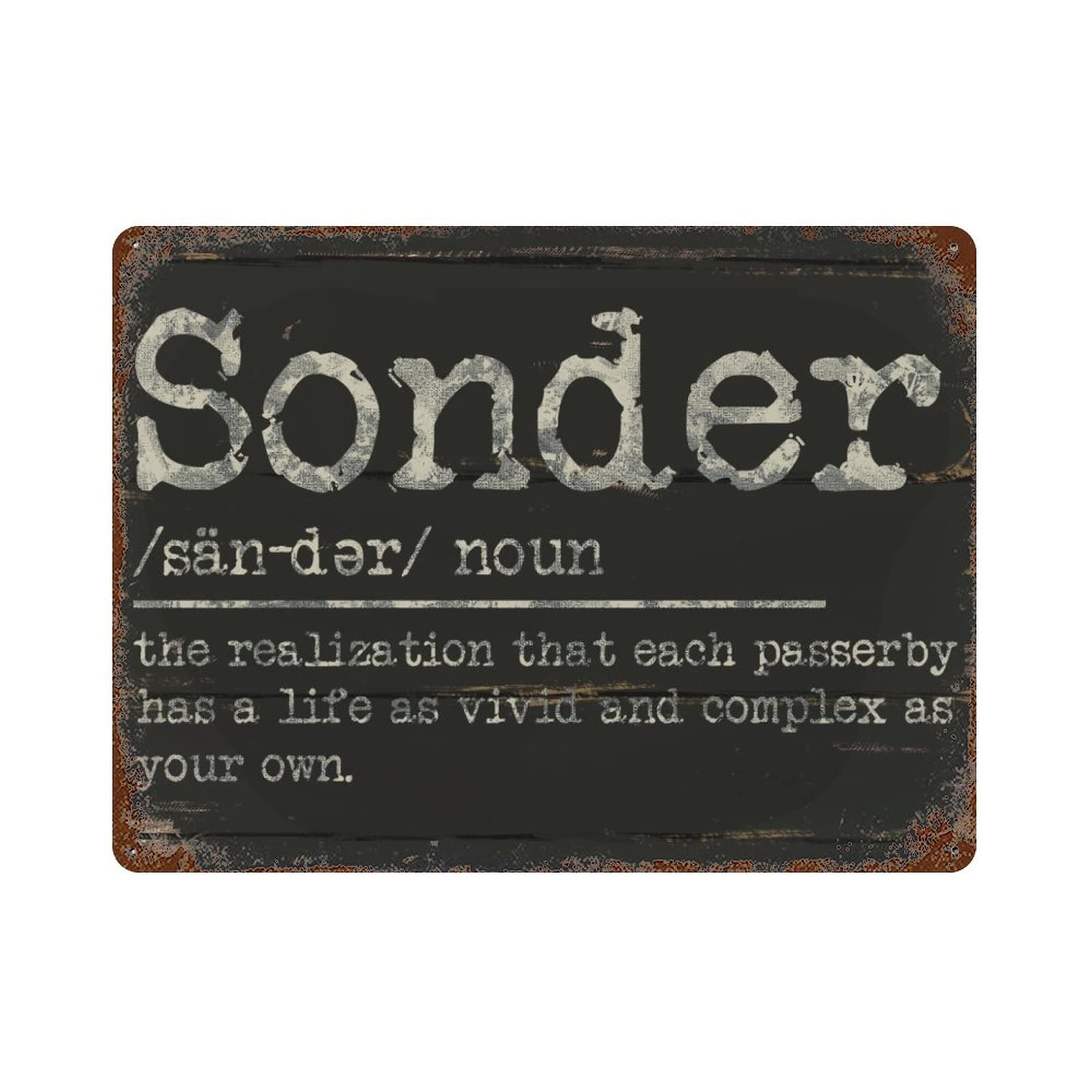 ENEDNATE Inspirational Quote Metal Sign Sonder Definition Dictionary Word Meaning Retro Decorative Aluminum Tin Signs 12"x16" Man Cave Street Metal Sign for Office School Classroom Nursery Decoration