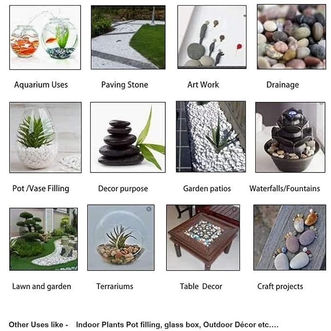 Image of Decorative Landscaping and Garden Teak Stones /Pebbles (0.9 kg /0.5-1-inch, Golden)