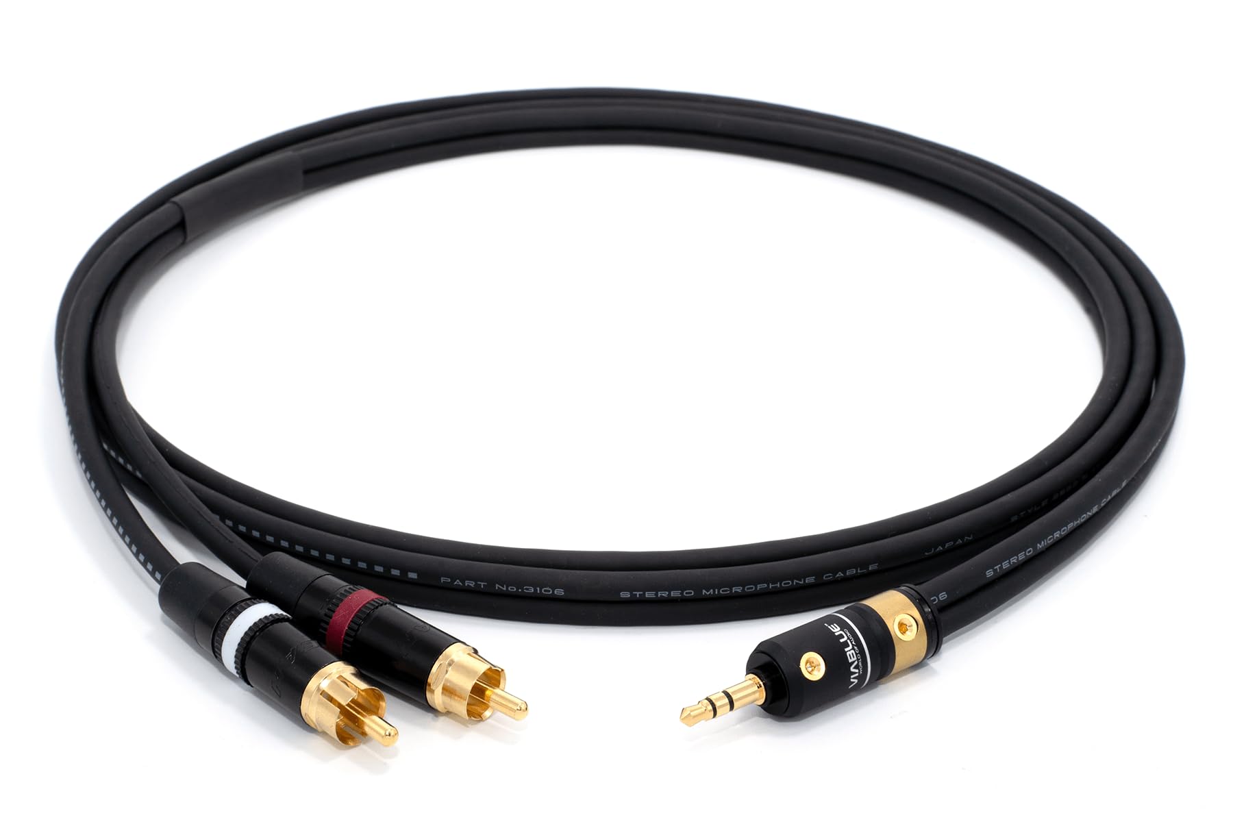 enoaudio Mogami 3106 micrófono estéreo Y-Cable | VIABLUE 24k oro T6S conector jack 3.5mm stereo – Neutrik RCA (L,R) | HiFi - 0,5 m