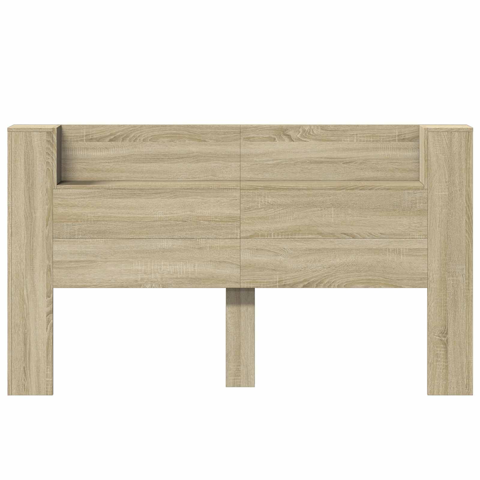 Cabecero de Cama de 180 cm, Camas con Mesitas y Luces, Cabezal con Contenedor, Cabecero Cama con Librería, Doble o Individual, Roble Sonoma