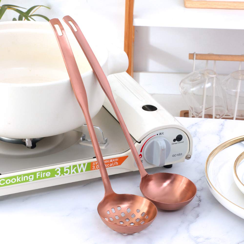Rose Gold Soup Ladle & Colander Set - Hot Pot Utensils -2