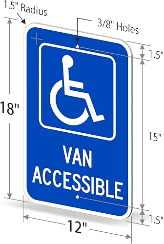 Miniatura 6 de SmartSign - K-1533-EG-12x18-D2 Letrero "Van Accesible"  Aluminio reflectante de grado de ingeniero 3M de 12" x 18"