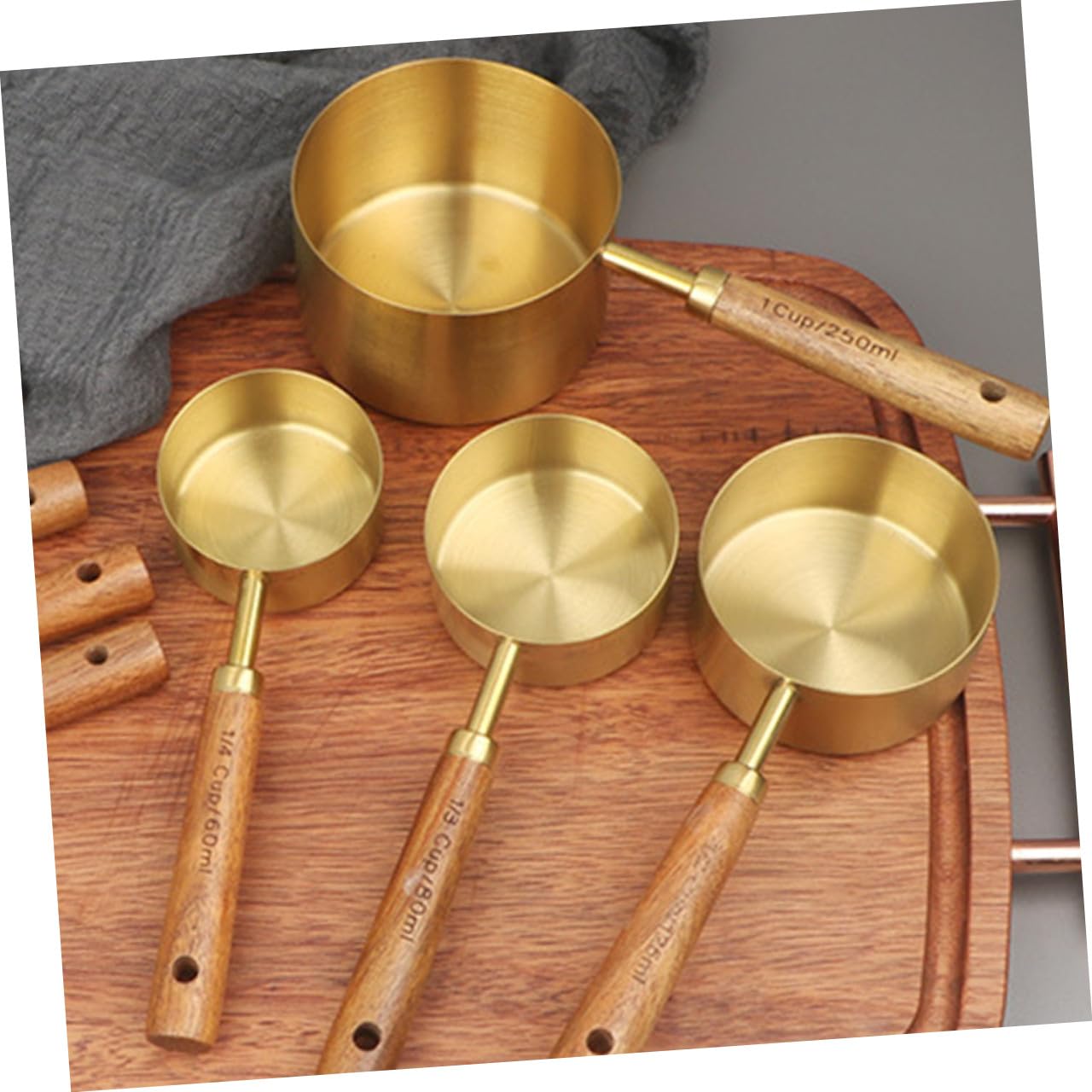4piezas Cucharas Medidoras De Acero Inoxidable De Cucharas Medidoras Pequeñas Con Mango De Madera Para Cocina y Repostería