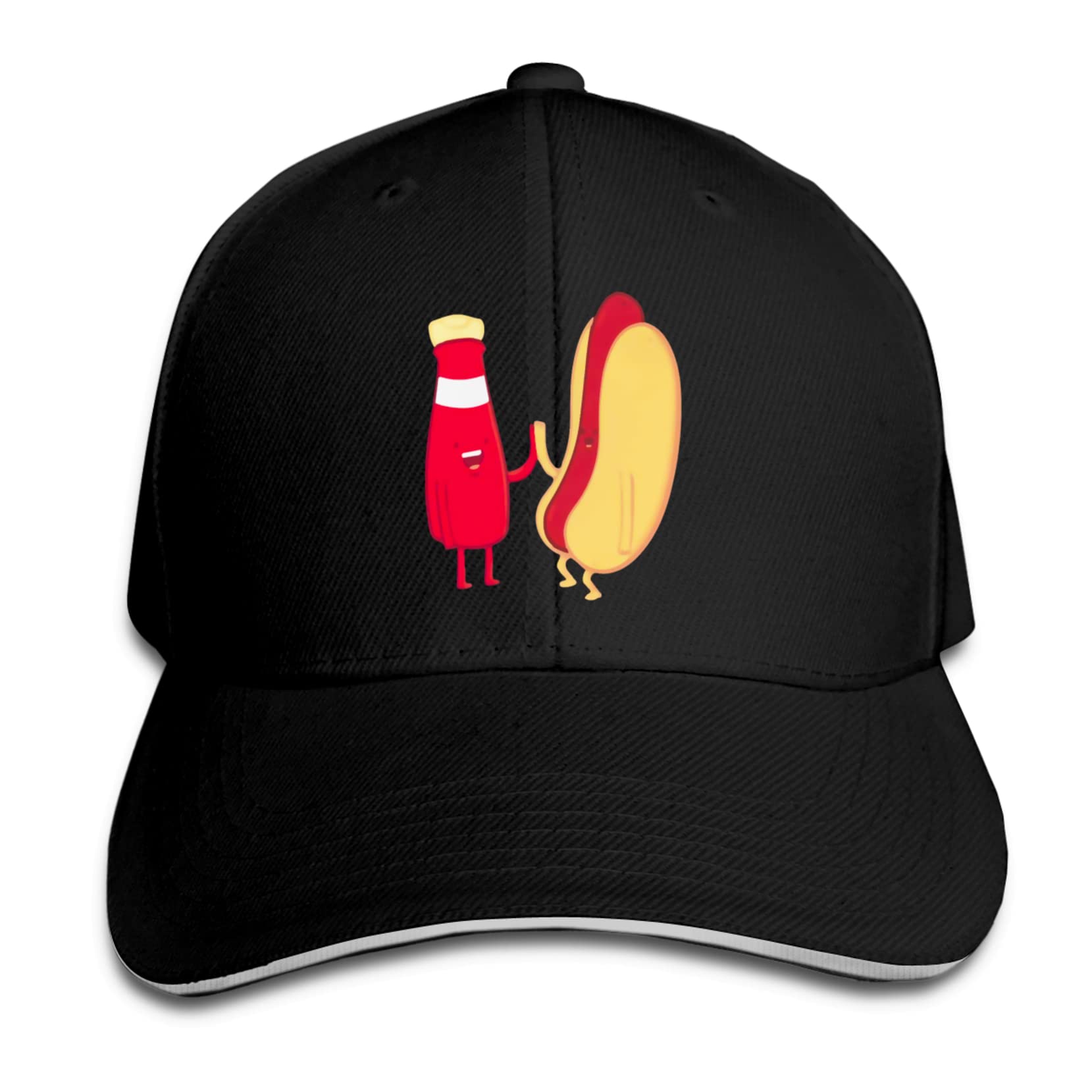 Ketchup & Hot Dog Baseball Cap Sandwich Cap Hip Hop Trucker Cap Classic Curved Brim Golf Sports Hat for Men Women