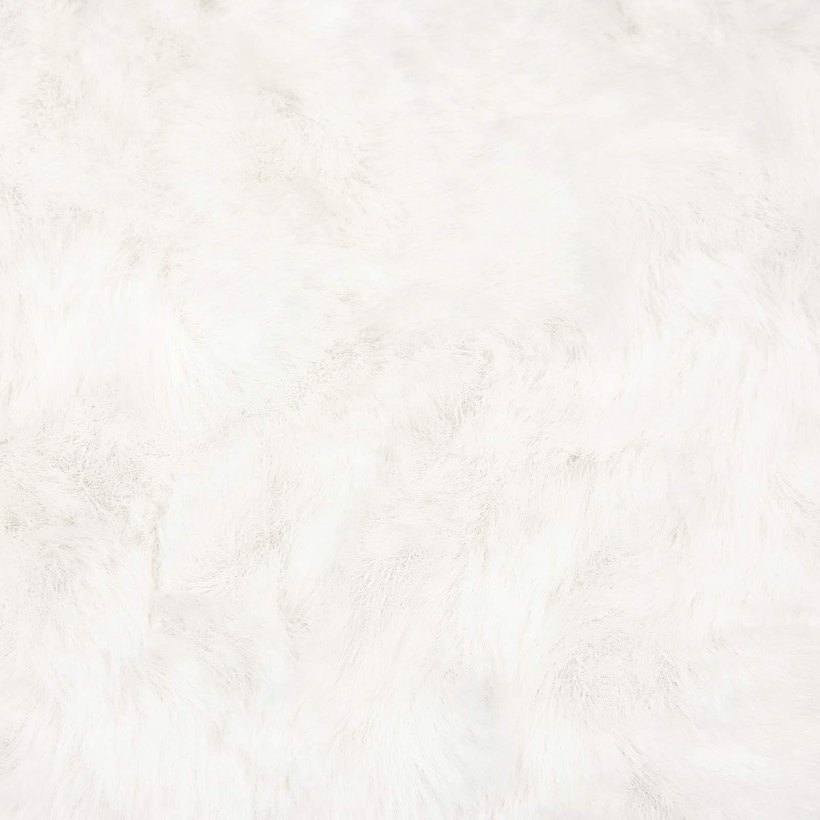 Kunstfell-Teppich rund 200x200 cm, Flauschiger Wohnzimmerteppich rutschfest, weicher Teppich in Creme für Schlafzimmer, kuschelige Heimtextilie mit Rutschfester Unterseite