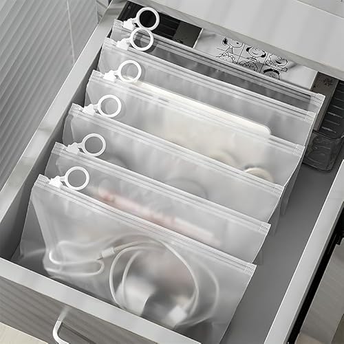 Waterproof Zipper Pouches, 10 Pcs Matte Organizing Storage 9.5x6 in, Plastic Bags for Office Supplies, Toys, Cosmetics, Cable, Travel Storage, Office and Home Organization