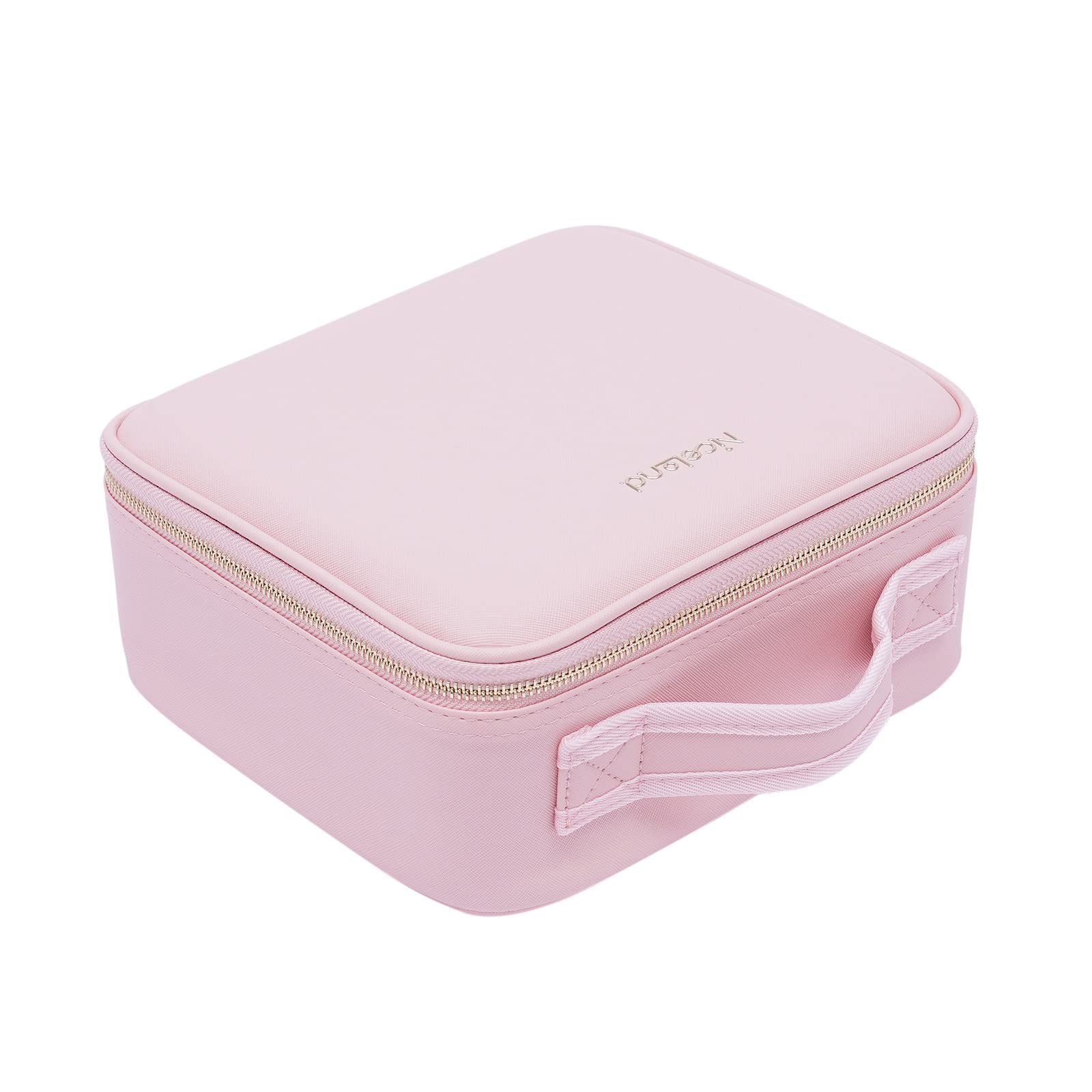 Kosmetyczka, kosmetyczka z oświetleniem w 3 kolorach, kuferek na kosmetyki z lustrem, damska podróżna kosmetyczka, pusta, 26 x 23 x 11 cm, Rosa, Nowoczesny