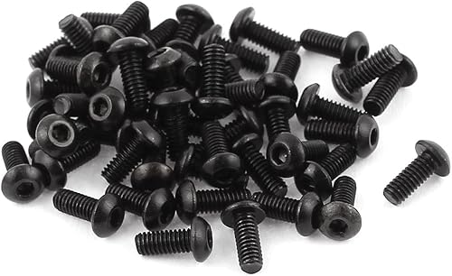 IIVVERR Tornillos hexagonales de acero de aleación M2.0.197 x 0.236 in, 50 unidades, tornillos de máquina (50 unidades negro M2.0.197 x 0.236 in,