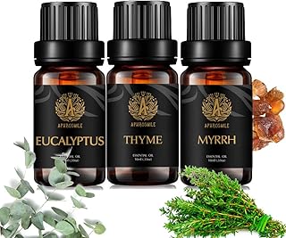 Aromatherapy Thyme Essential Oil Set for Diffuser, 3X10ml 100% Pure Myrrh Essential Oil Kit for Humidifier- Myrrh, Thyme, Eucalyptus Essential Oil Set, Aromatherapy Eucalyptus Essential Oils Kit