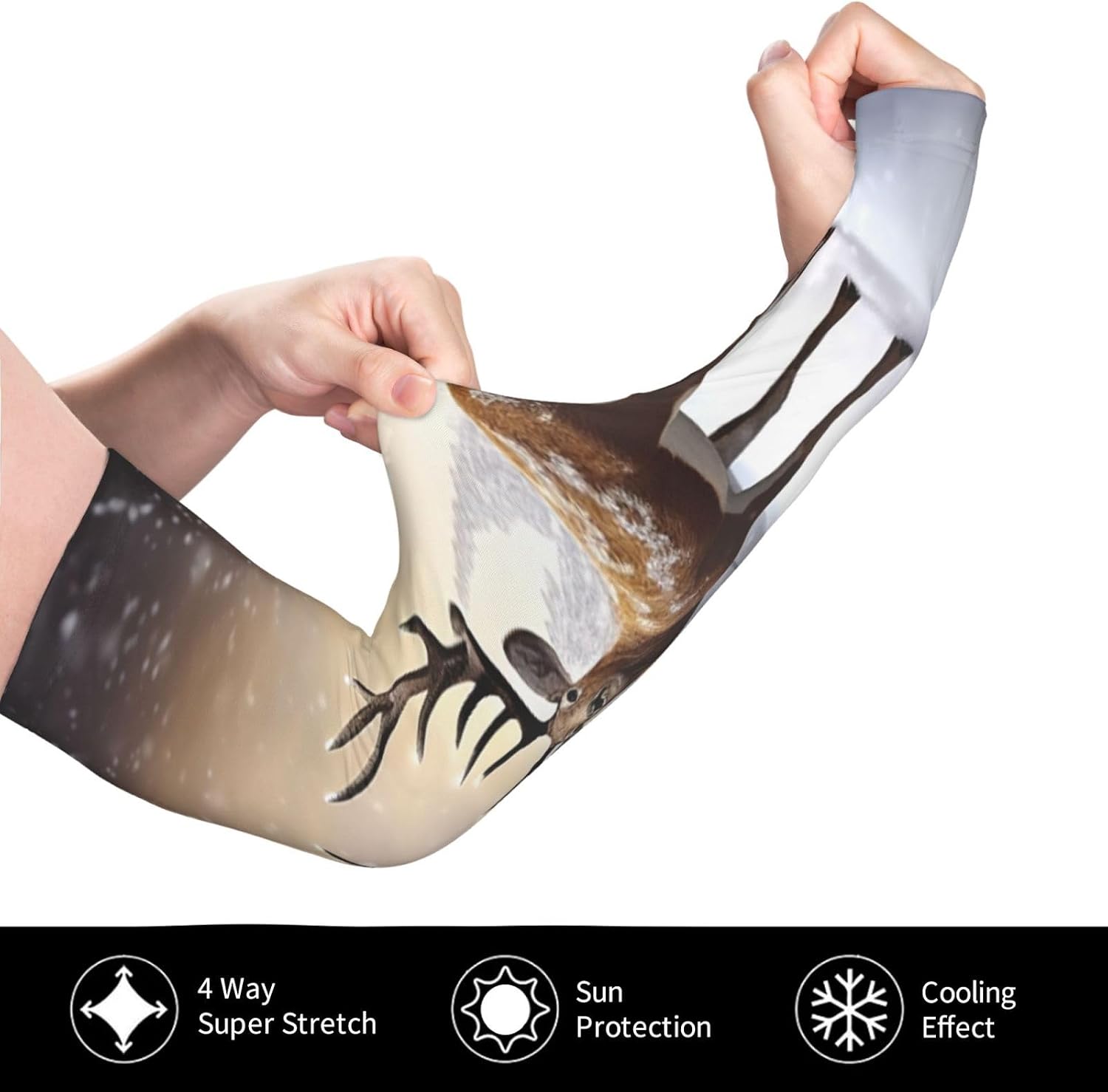Christmas Tree and Reindeer Arm Sleeve for Men Women UV Protection Cooling Sun Sleeves Compression Tattoo Sleeve Cover