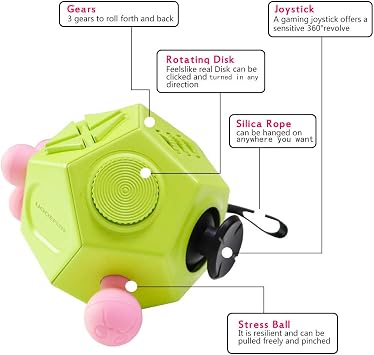 UOOEFUN Fidgets Toy,12 Sided Cube Toys,Autism Toy,Relief Stress Cube Toy,Sensory Toy, Anxiety Toy for Childens and Adults with Improve Attention and Relieve Stress (Green / A3)