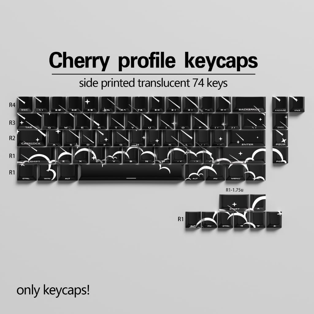 Tastiere meccaniche Keycap Set Illuminazione Lato Stampa Star Rain Theme 74 Keycaps