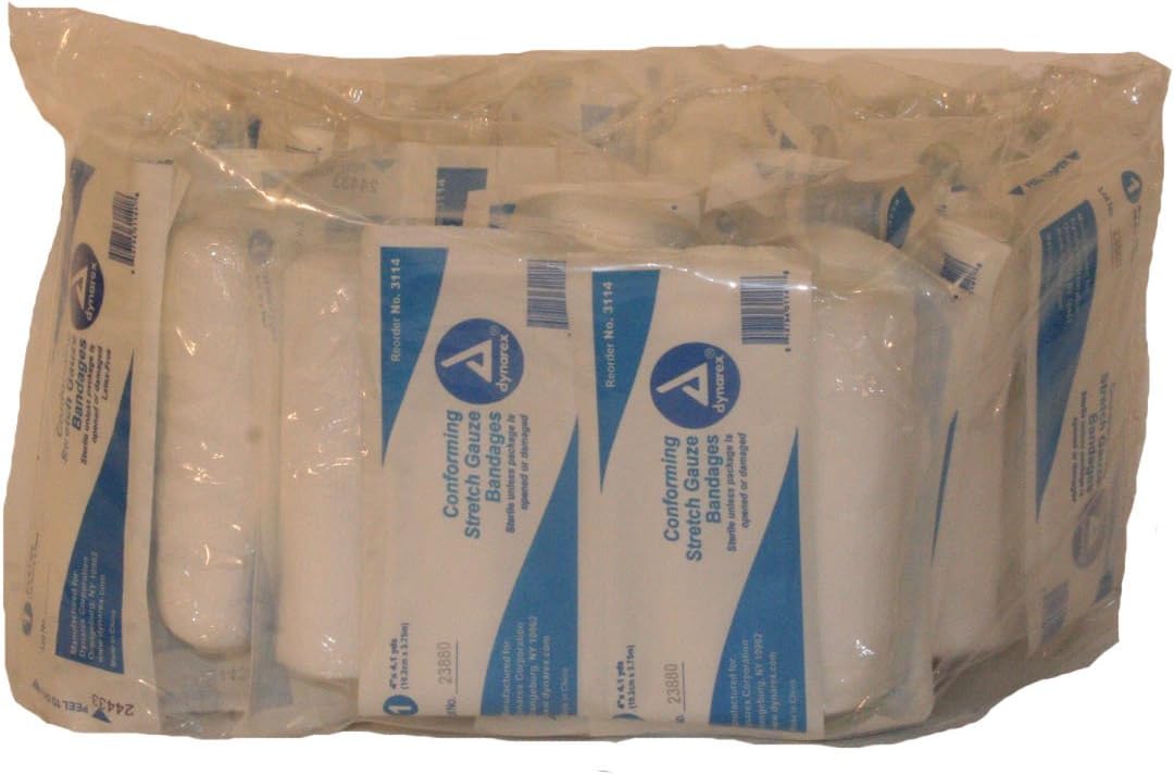 First Voice TS-3114 Conforming Stretch Sterile Gauze Bandage, 4-3/32 yds Length x 4" Width (Pack of 30)