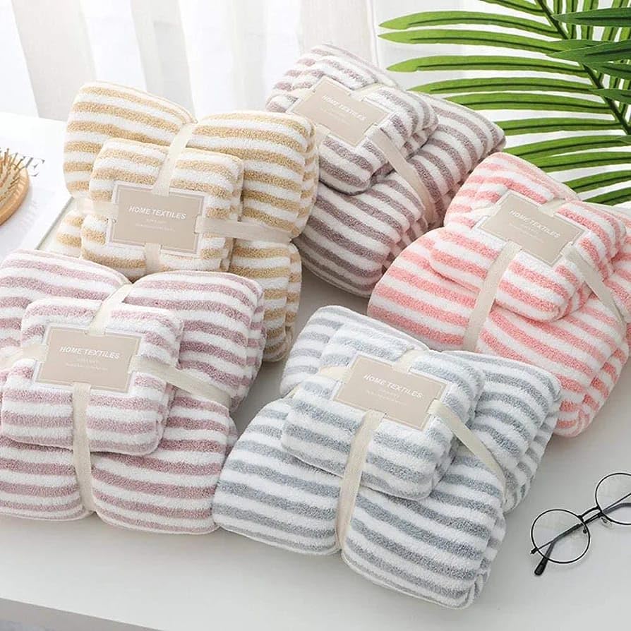 Image of HomeCloud Ultra Soft 300 GSM Bath Towel Set | 3X Softer Than Cotton Towels | Highly Absorbent & Ultra Fast Dry | Perfect for Home, Pool, Spa & Gym |Set of 2 (1 Bath (140x70cm), 1 Face Towel (75x35cm)