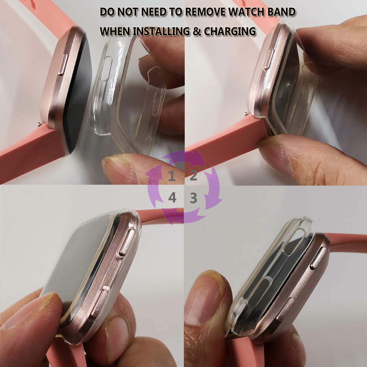 Confezione da 2 pezzi compatibili con caricabatterie Fitbit Versa, caricabatterie Versa Special Edition, cavo di ricarica di ricambio e 2 pellicole protettive in TPU per Smart Watch