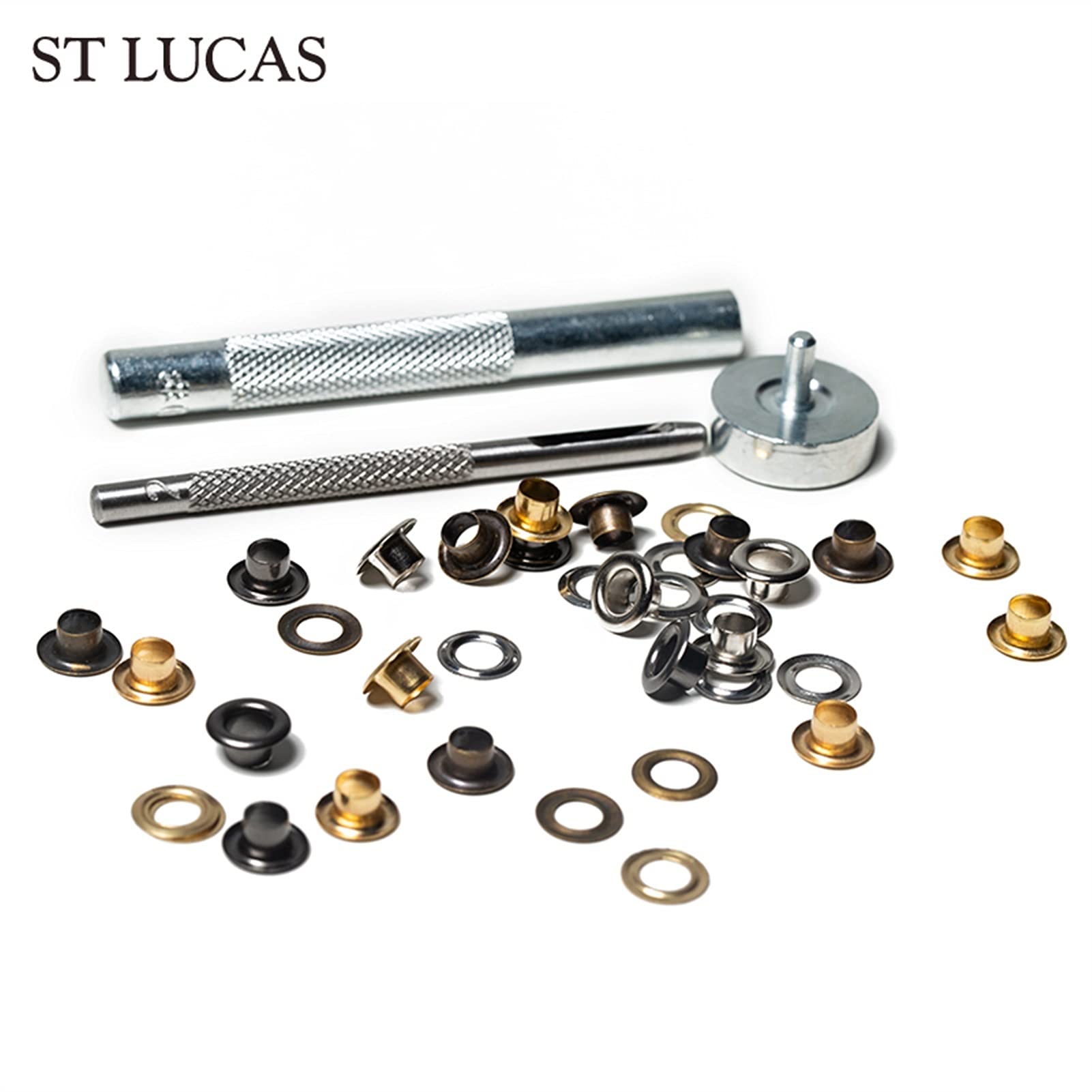 Occhiello Strumento Kit,Occhielli Grommet Rondelle 4 Colori Seach 200setsbrass Eyelets 3 Strumenti per Scarpe Borse Abbigliamento Cintura in Pelle Cappello in Pelle Artigianato Accessori Handmade Fai