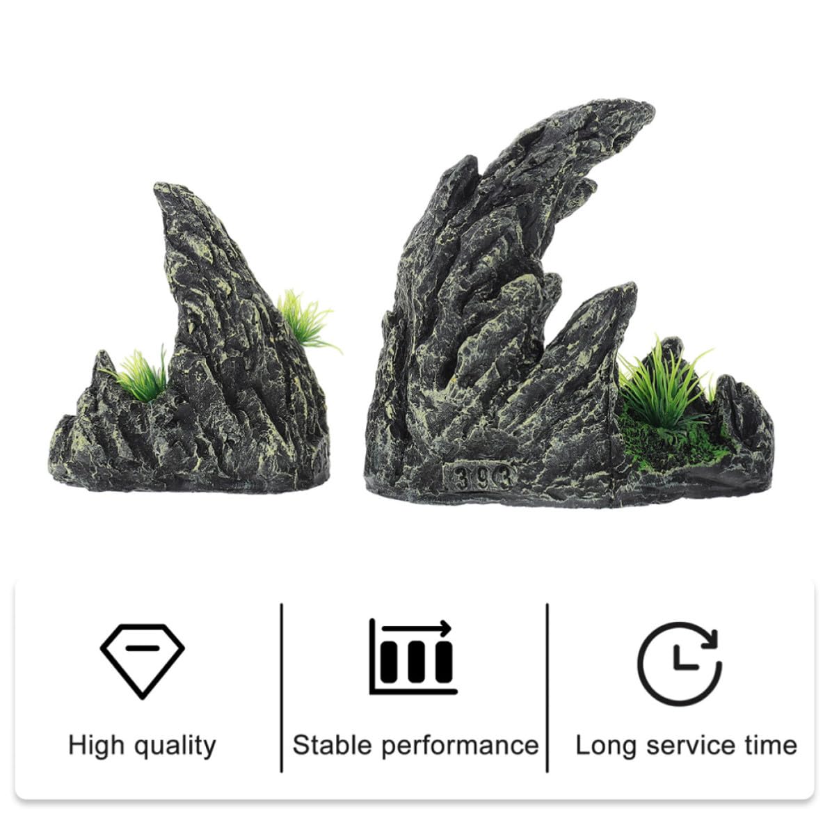 GALPADA Adornos para Acuario 2piezas de Resina Diseño de Montaña Falsa y Cueva para Decoración de Pecera y Hábitat de Peces