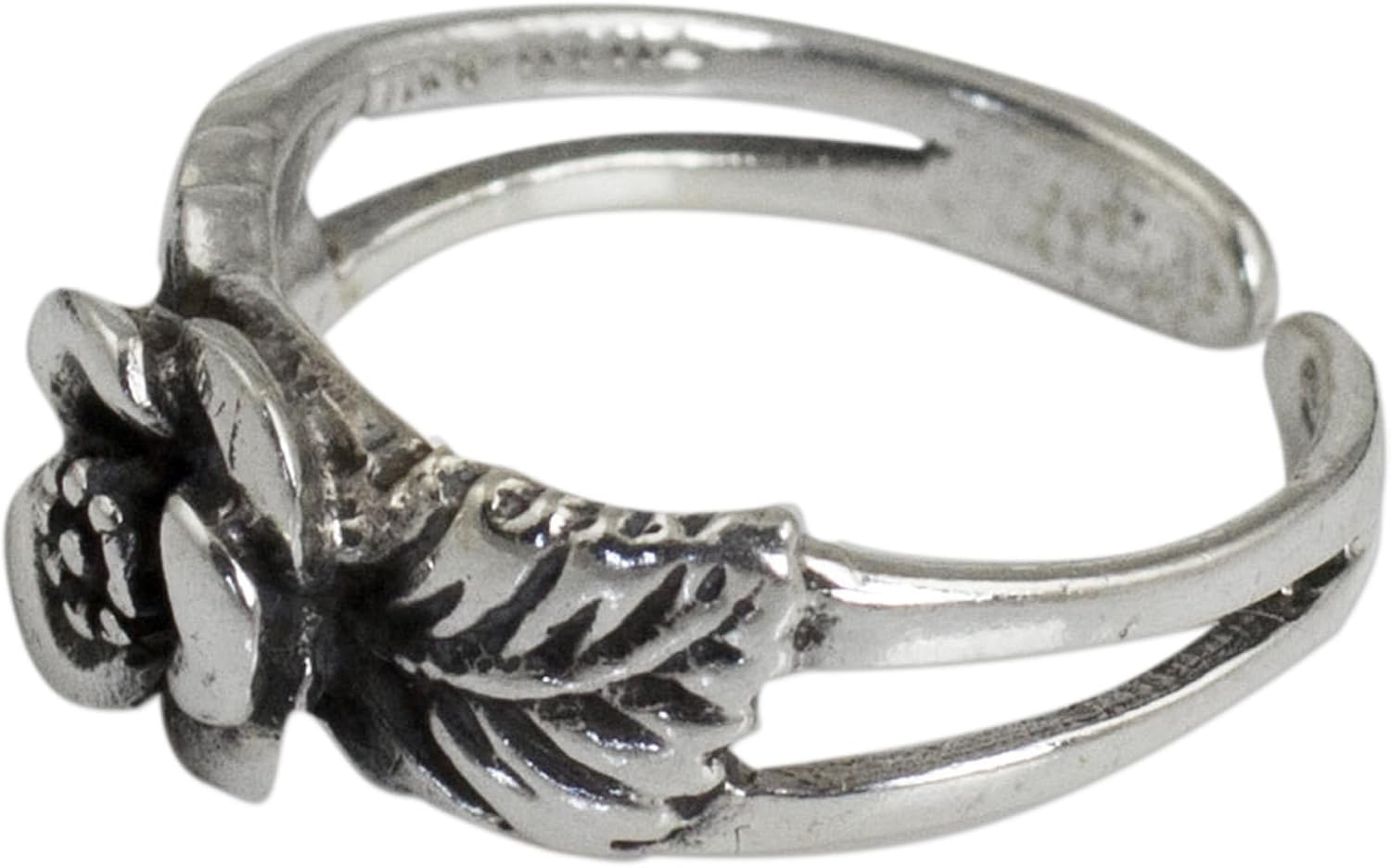 NOVICA Artisan Handcrafted Sterling Silver Toe Ring Floral from Thailand Bohemian [1.8 in L (end to End) x 0.2 in W Ring Front 0.1 in H x 0.3 in Diam.] ' Chiang Mai Rose'