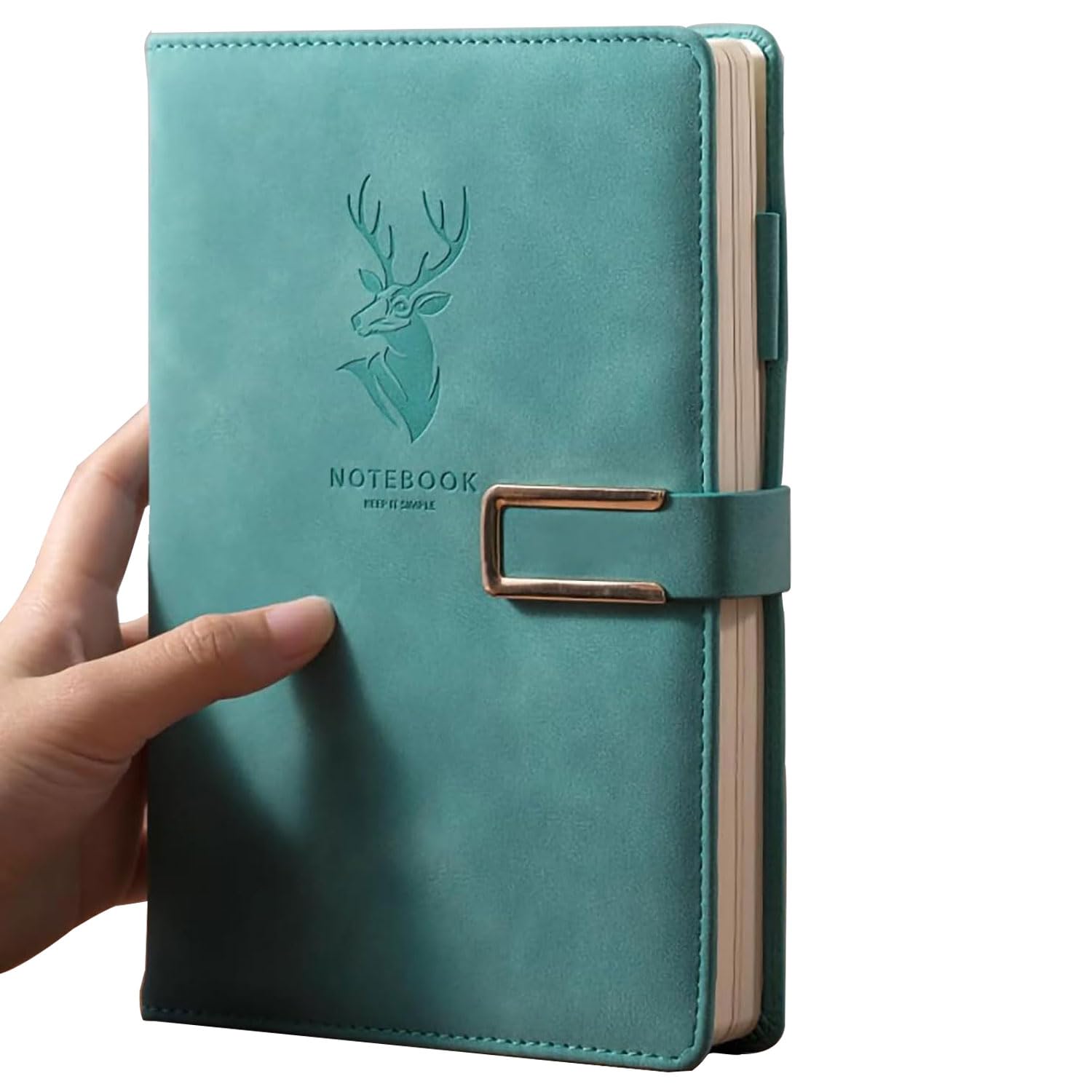 Excefore A5 Notebook Journal with Pen - Hardcover Executive Notebooks with Premium Thick Paper, College Lined Journal, 8.3"×5.8", 416 Page, PU Leather Hardcover Journal, Diary, Algae Green