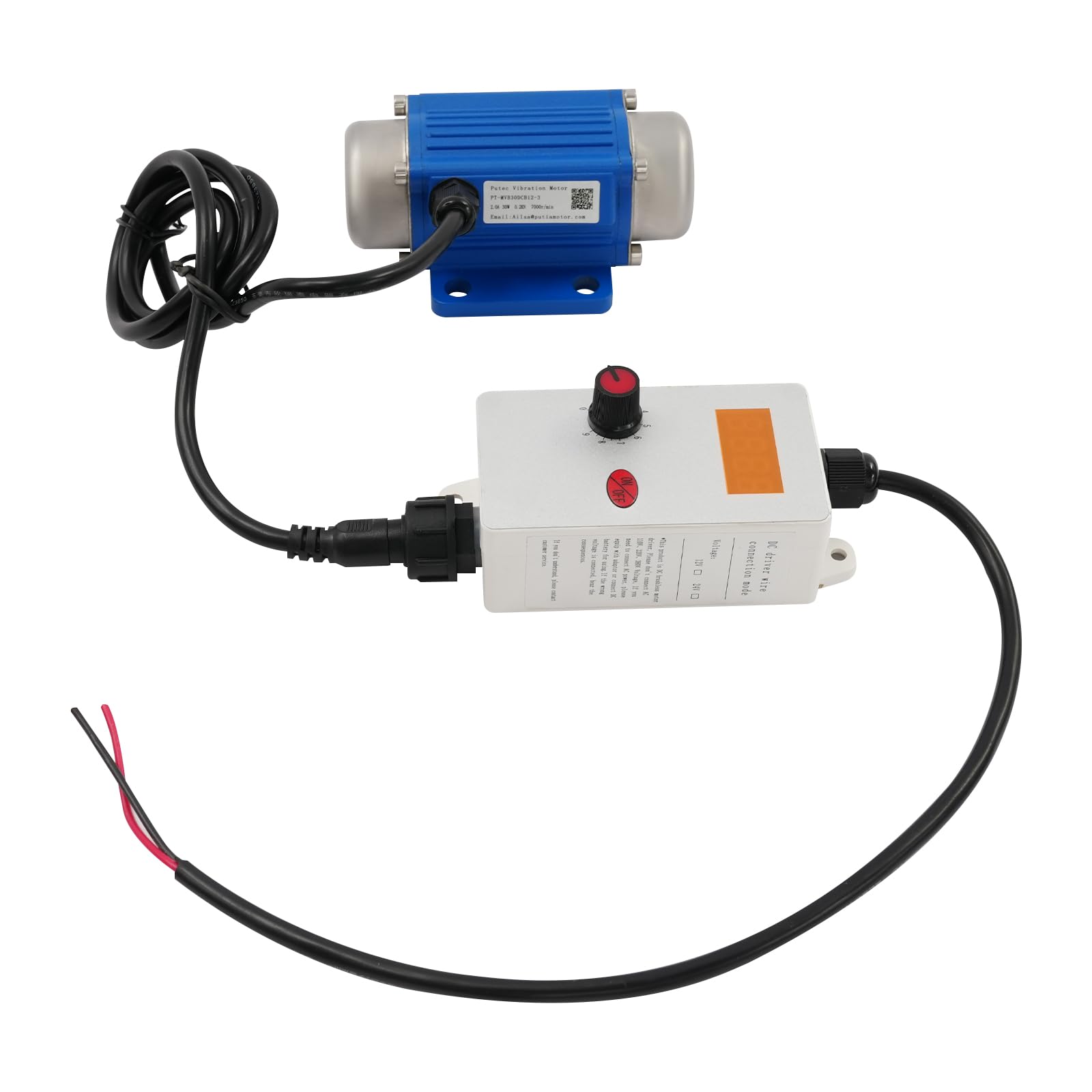 Silnik wibracyjny DC 12 V z regulatorem prędkości i pilotem zdalnego sterowania, 30 W | Elektryczny silnik wibracyjny 7000 obr./min, silnik bezszczotkowy DC, 9 biegów prędkości, IP65