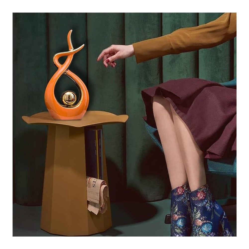 Statua na biurko, Dekoracja domu Nowoczesna abstrakcyjna sztuka Ceramiczna statua do jadalni, salonu, biura, centralny element(Orange)