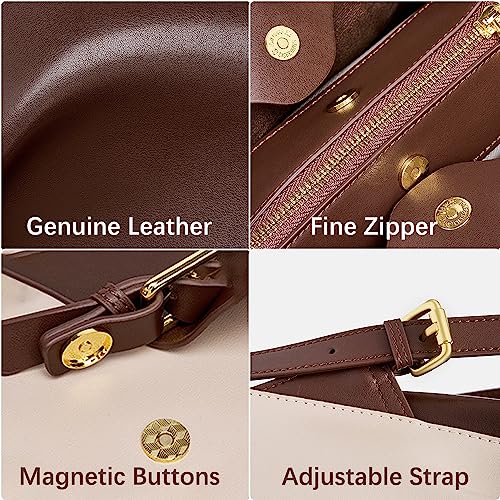 Image of JIUFENG Mini Leather Backpack for Women, Ladies Small Backpack Purse, Sleek Handbag Travel Daypack, Coffee