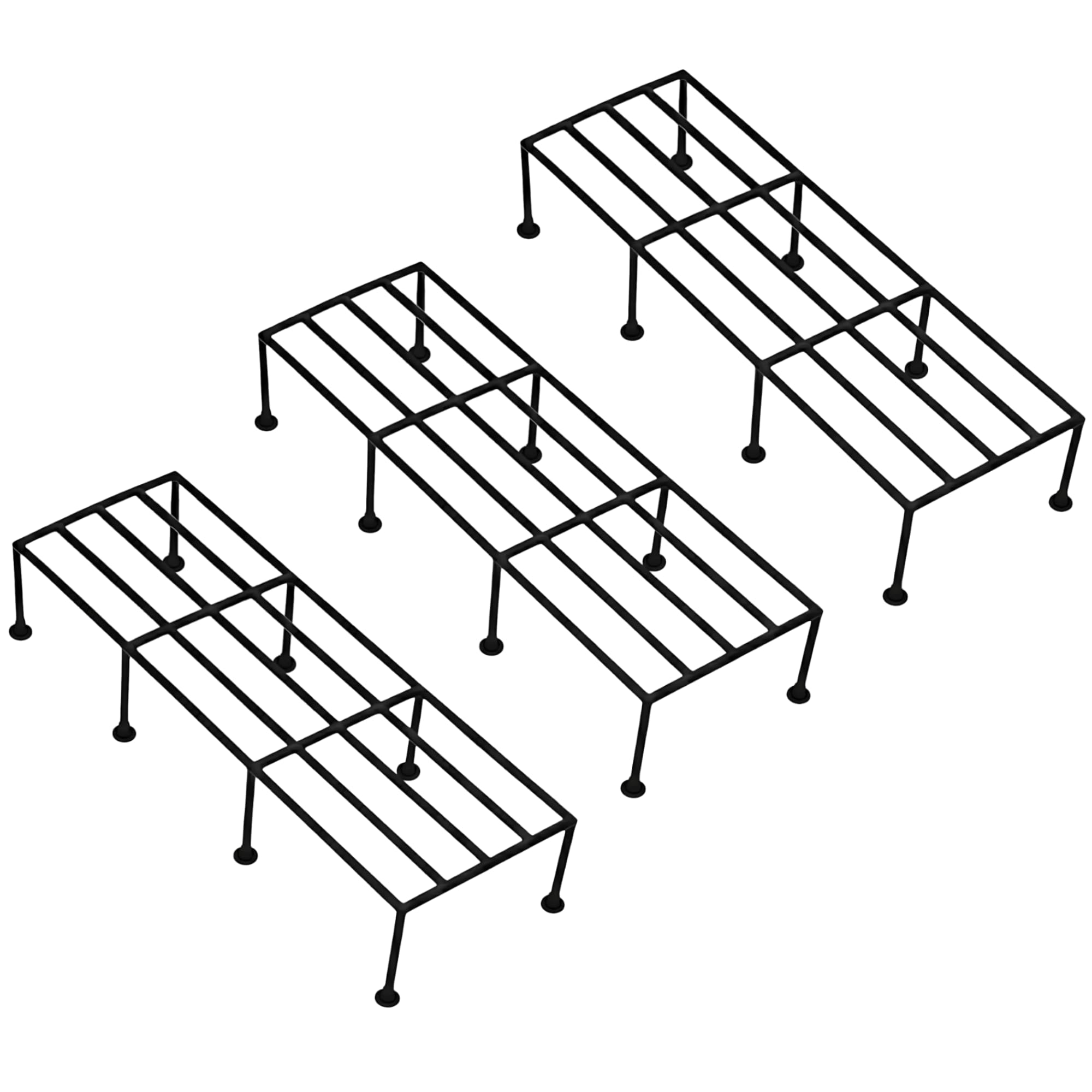 Nurturing Green® Metal Pot Stands for Balcony, 24 Inch, Black, Set of 3