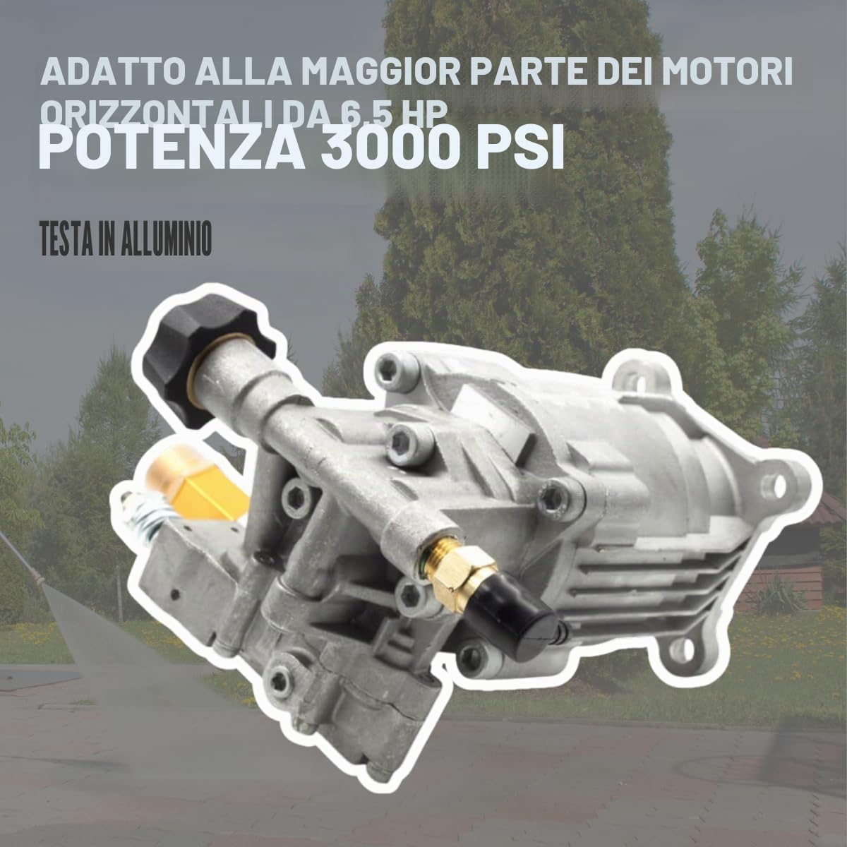 Pompa di Ricambio per Idropulitrice 3000 PSI 200 Bar, Pompa Orizzontale 6.5 HP per Idropulitrice a Benzina, Testa in Alluminio, Portata 8,5 L/min – Modello PW28/2.5 Waspper
